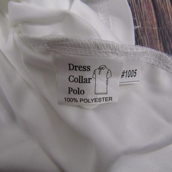 Collars & Co Dress Collar Polo Shirt Mens Medium White 100% Polyester Golf 1005 - Picture 3 of 6